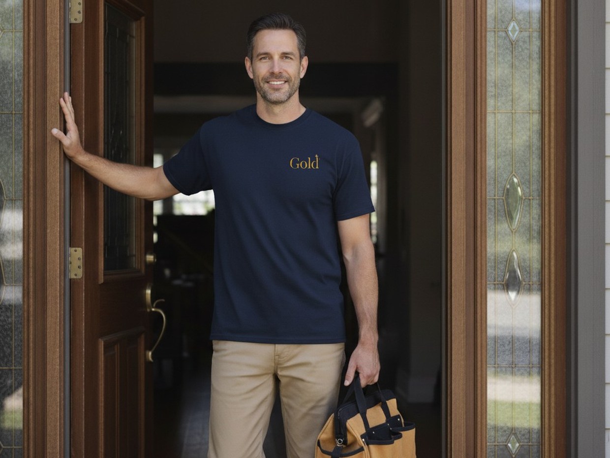 Gold Appliance Repair technician arriving at a home in metro Atlanta